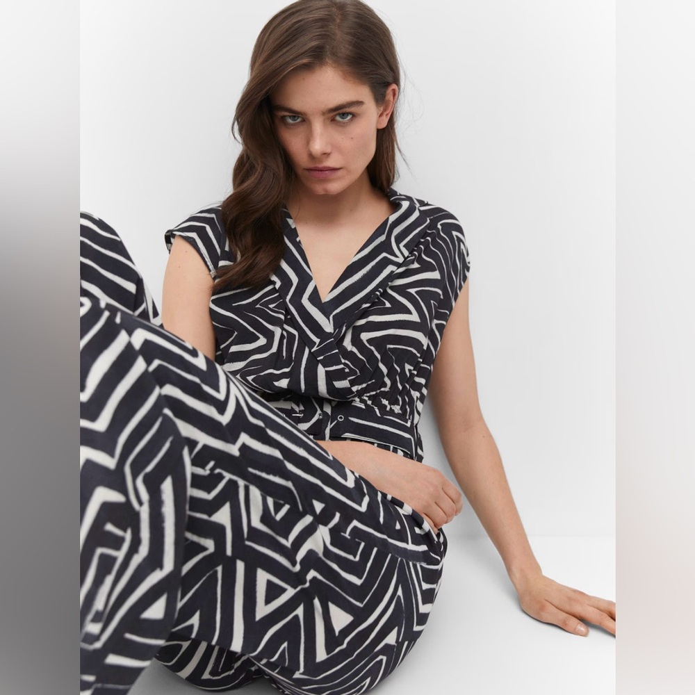 MANGo Belted Printed Jumpsuit size medium